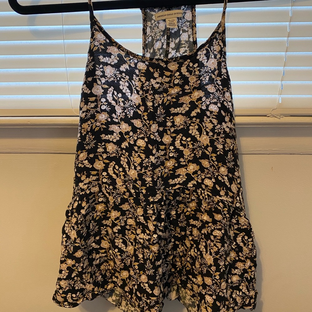Black floral print peplum blouse